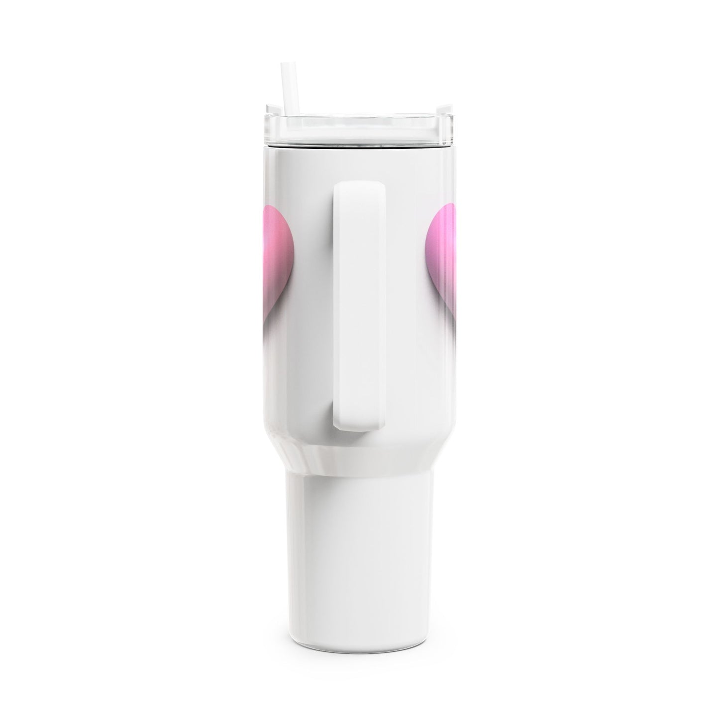 HERZ PINK ROSA PASTELL 3D Illusion  • Tumbler mit Henkel & Strohhalm • XXL Reisebecher 1,2L