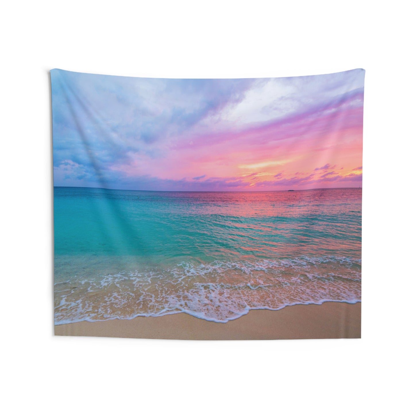 PASTELL PINK TÜRKIS Meer Sonneuntergang • Wandtuch • Wandttepich • Wanddekor in v. Größen bis XXL