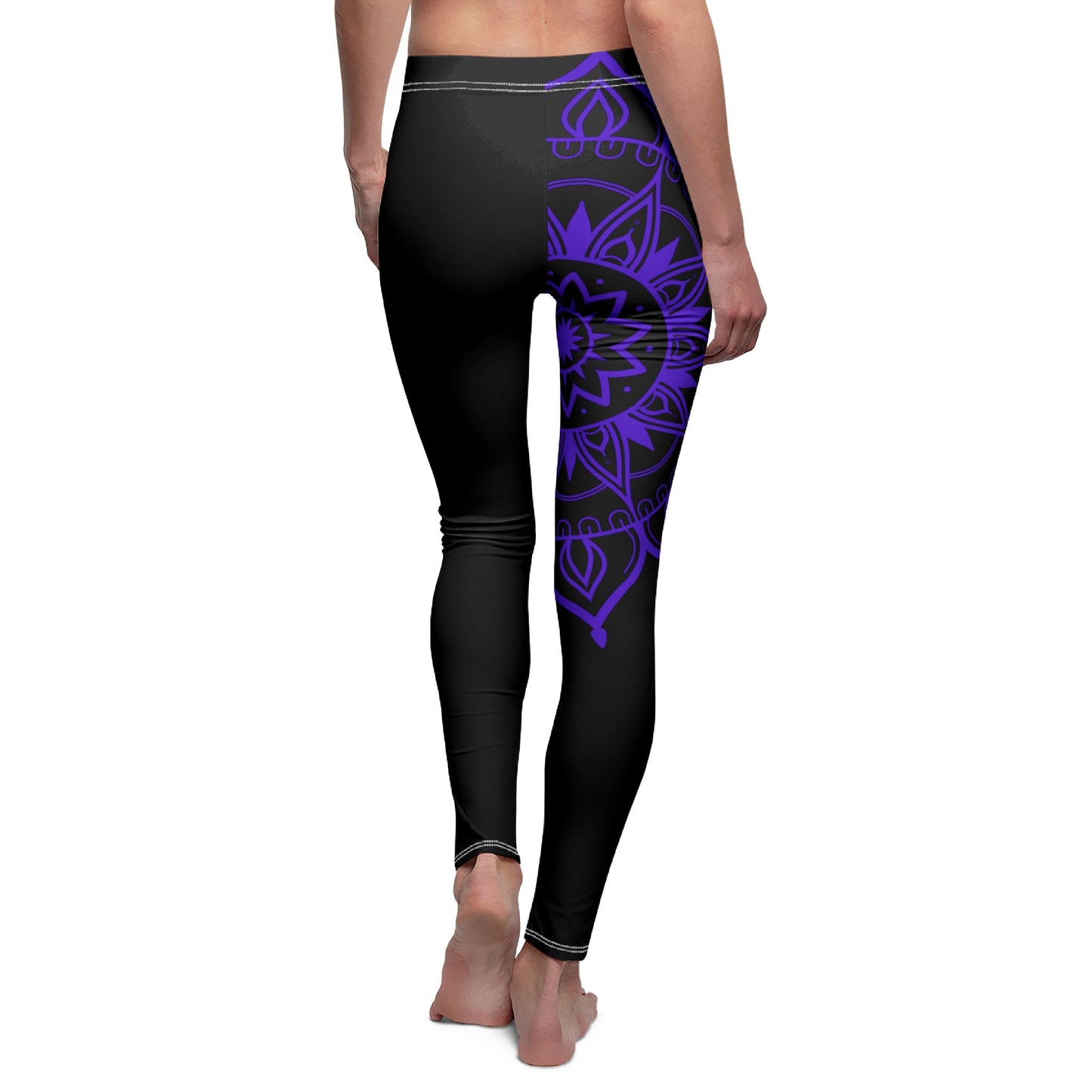 MANDALABLUME LILA ÄSTHETISCH AUßERGEWÖHNLICH SCHÖN • Damen Leggins Schwarz • Beste Leggings für Sport & Freizeit