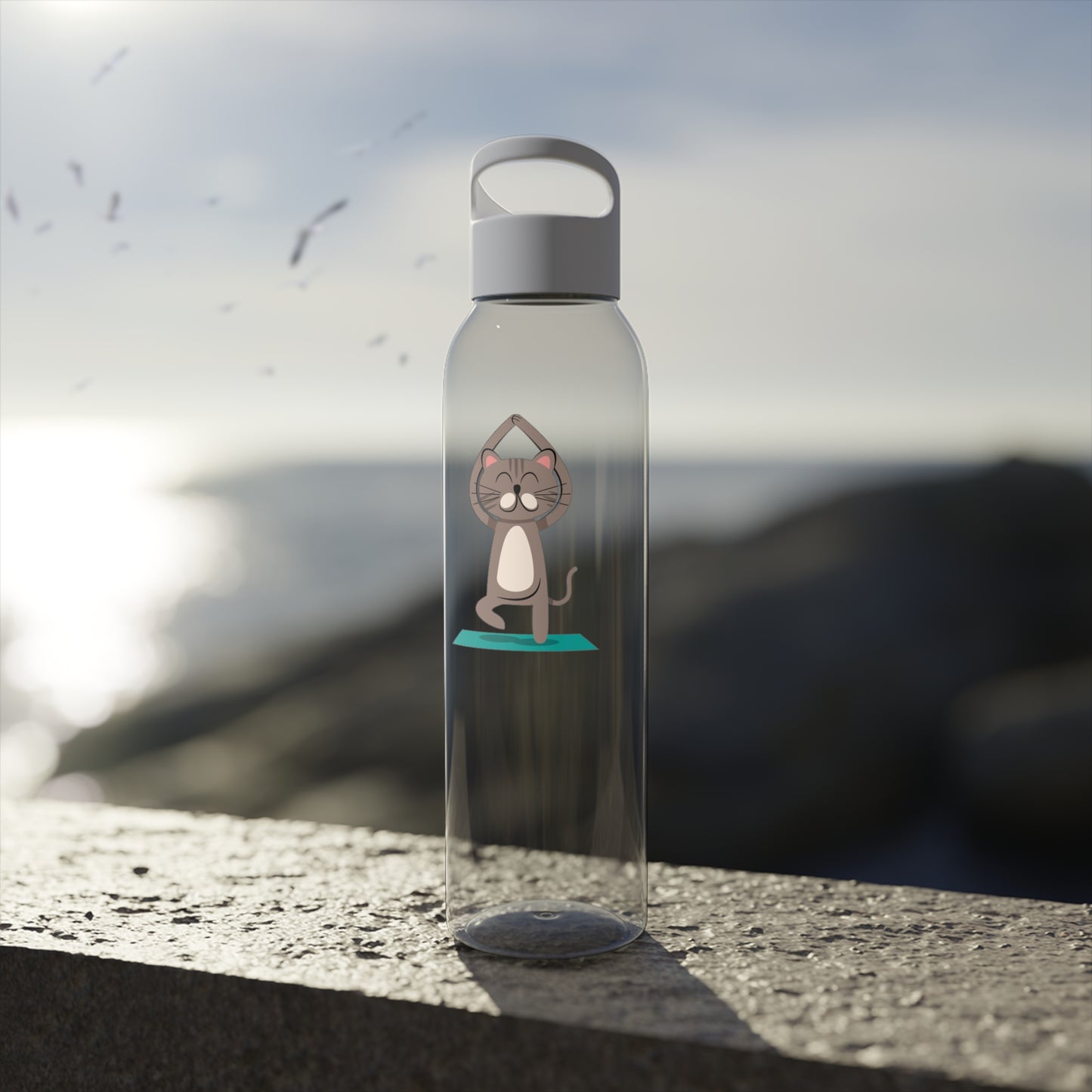 KATZE YOGE POSE BAUM ASANA • Wasserflasche Sky 650 ml