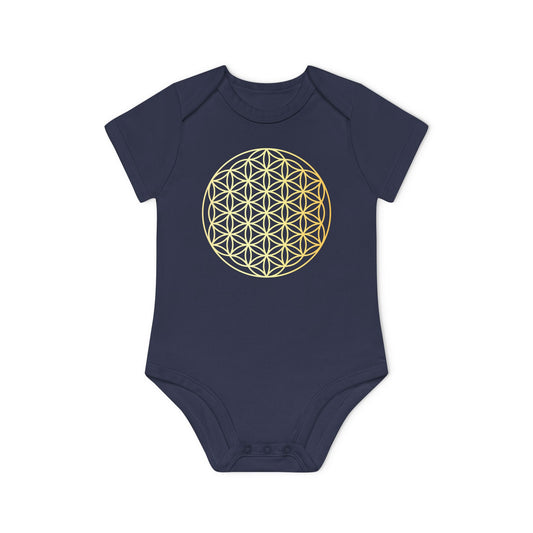 BLUME DES LEBENS SYMBOL MOTIV • Niedlich süßer Baby Body Kurzarm • Mädchen & Jungen • BIO Baumwolle 🌿
