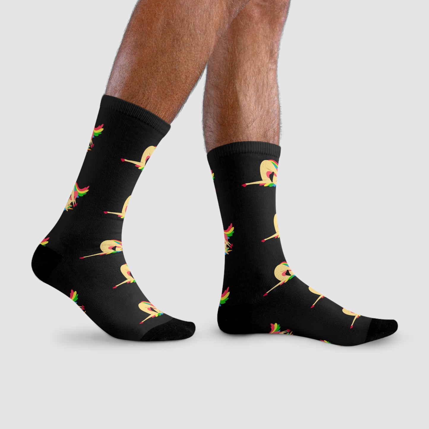 EINHORN YOGA TIERYOGA SOCKEN LUSTIG BUNT • HAPPY SOCKS Crew Socken Bunt mit Motiv