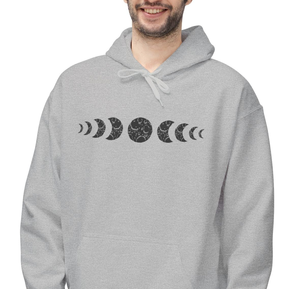 MONDPHASEN ZEICHNUNG MONDKRATER • Spiritueller Hoodie für Damen & Herren • Baumwolle 🌿