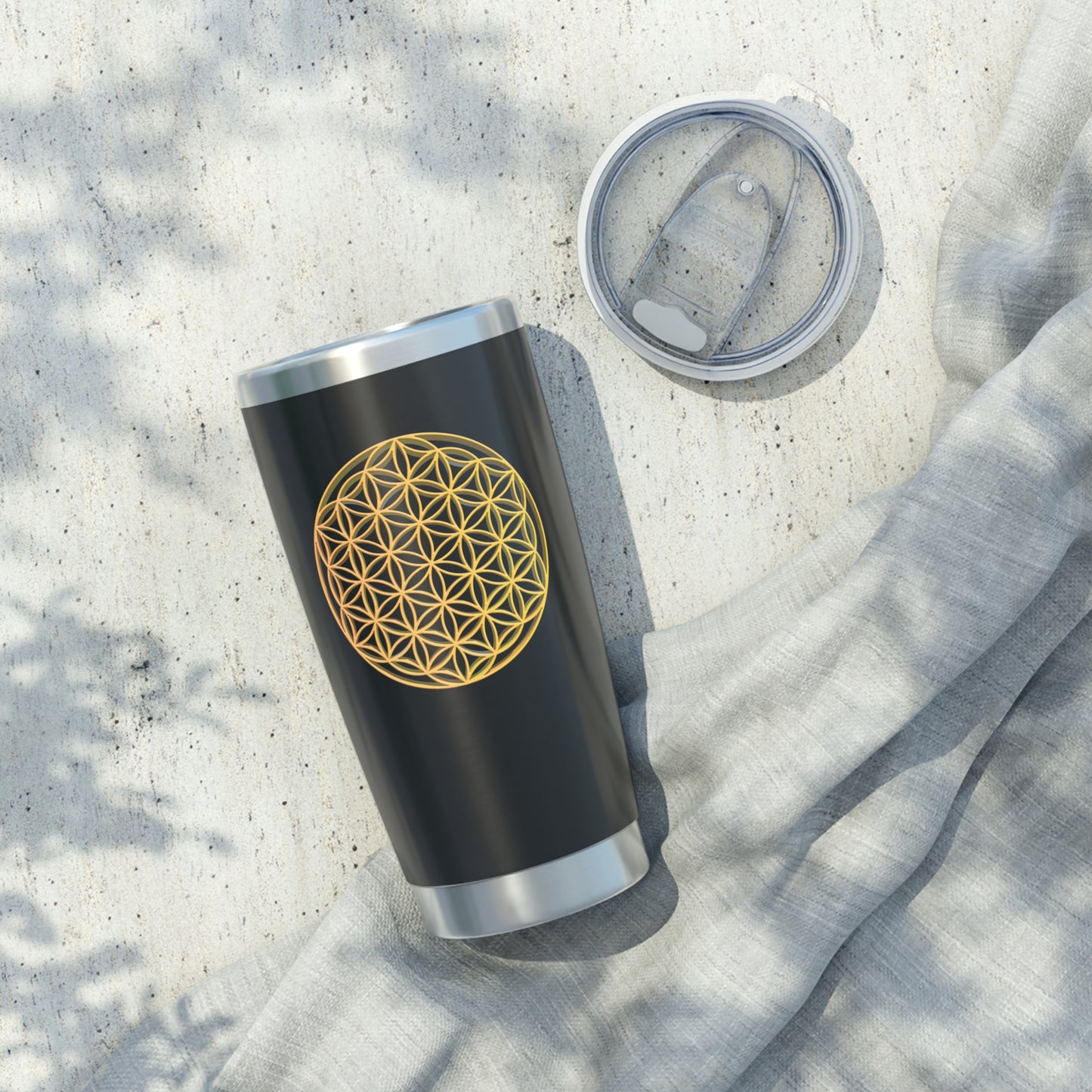BLUME DES LEBENS 3D GOLDGELB • Thermo-Reisebecher XL • 590 ml • Tumbler Vagabond