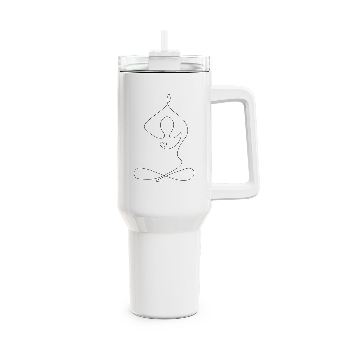 YOGA ZEICHNUNG LIEBE MEDITATION • Tumbler mit Henkel & Strohhalm • XXL Reisebecher 1,2L - YOGA SANTA