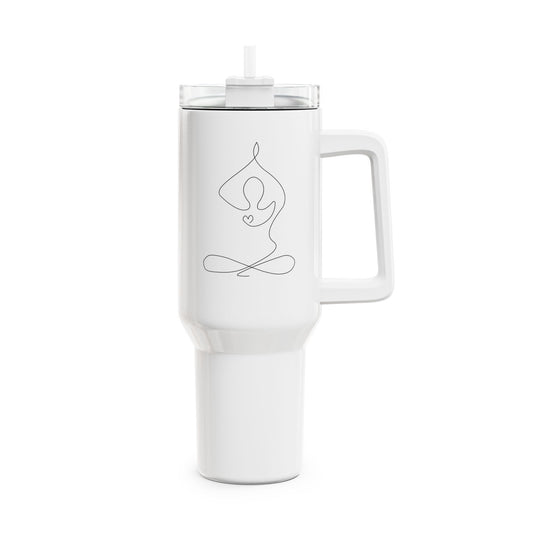 YOGA ZEICHNUNG LIEBE MEDITATION • Tumbler mit Henkel & Strohhalm • XXL Reisebecher 1,2L - YOGA SANTA