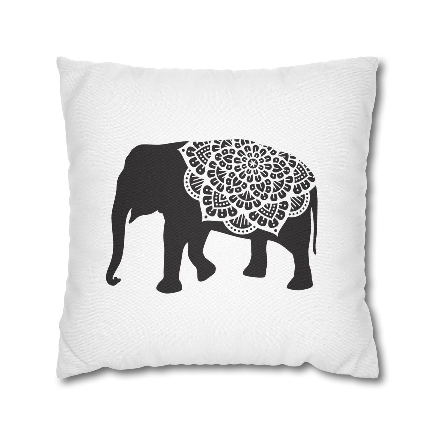 ELEFANT MANDALA • Deko Kissenbezug mit Reißverschluss Quadratisch Weiß