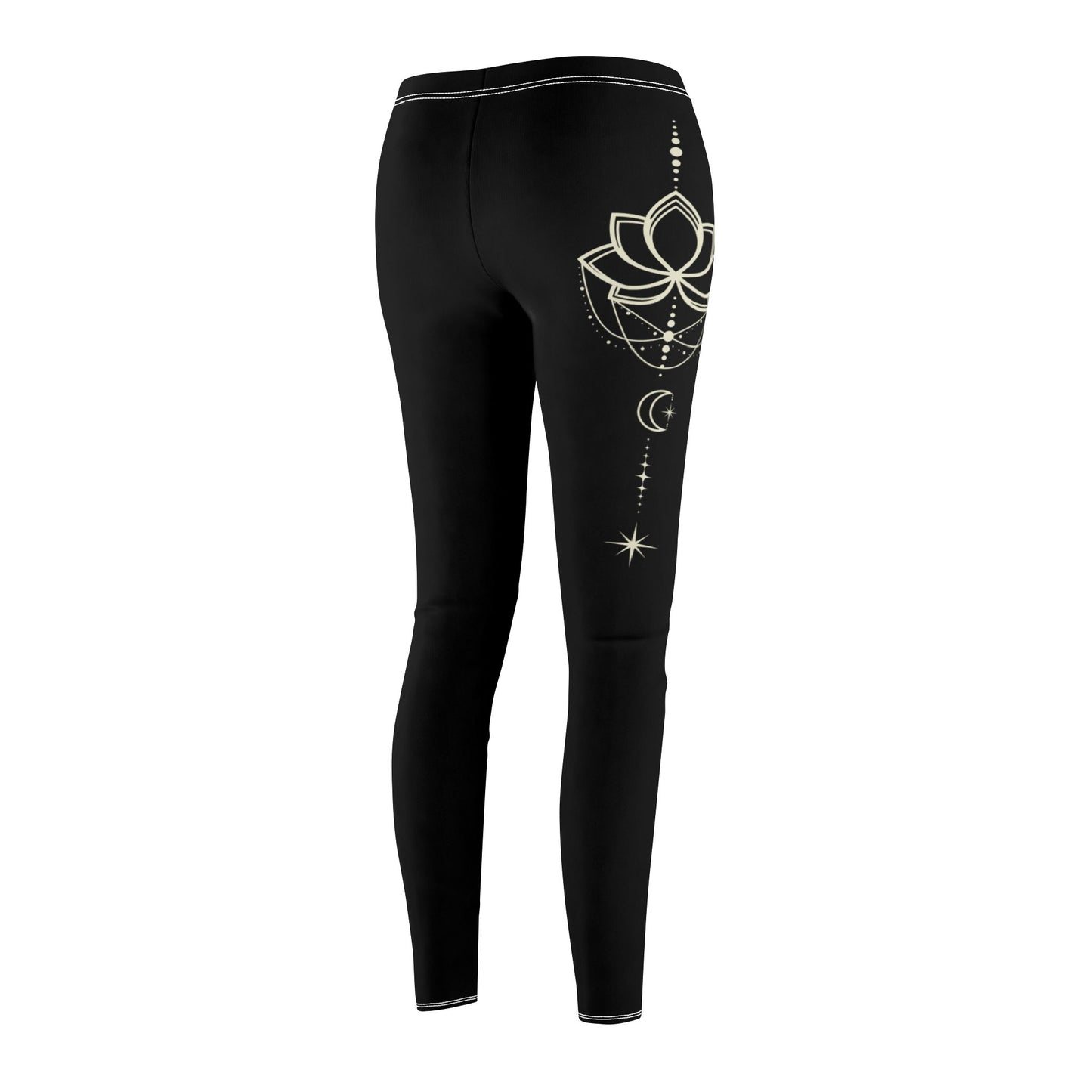 LOTUSBLUME LOTUSBLÜTE MOND STERNENHIMMEL • Schicke Damen Leggins Schwarz • Beste Leggings für Sport & Freizeit