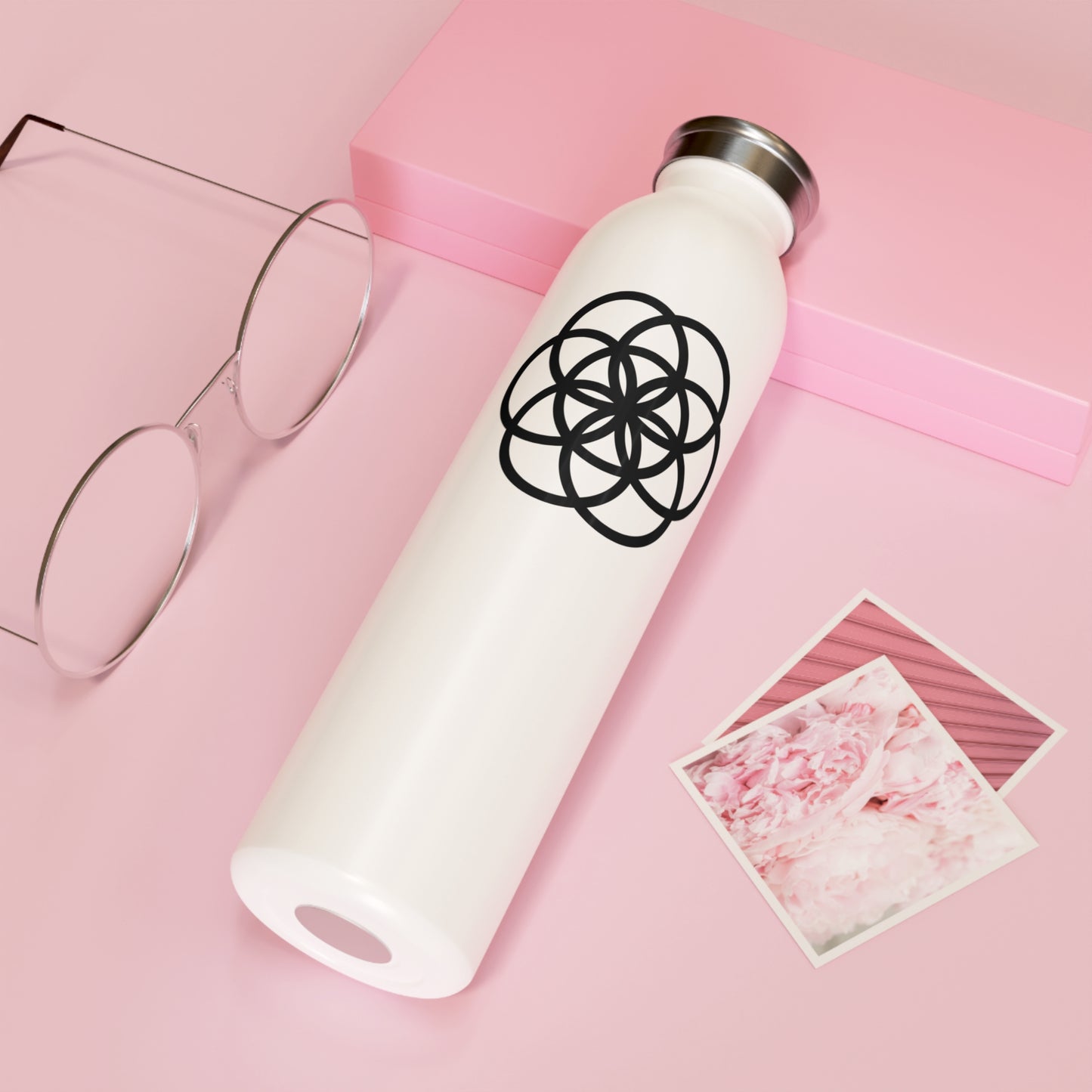 SEED OF LIFE - Samen des Lebens • Heilige Geometrie • Edelstahl Thermosflasche SLIM • 600 ml