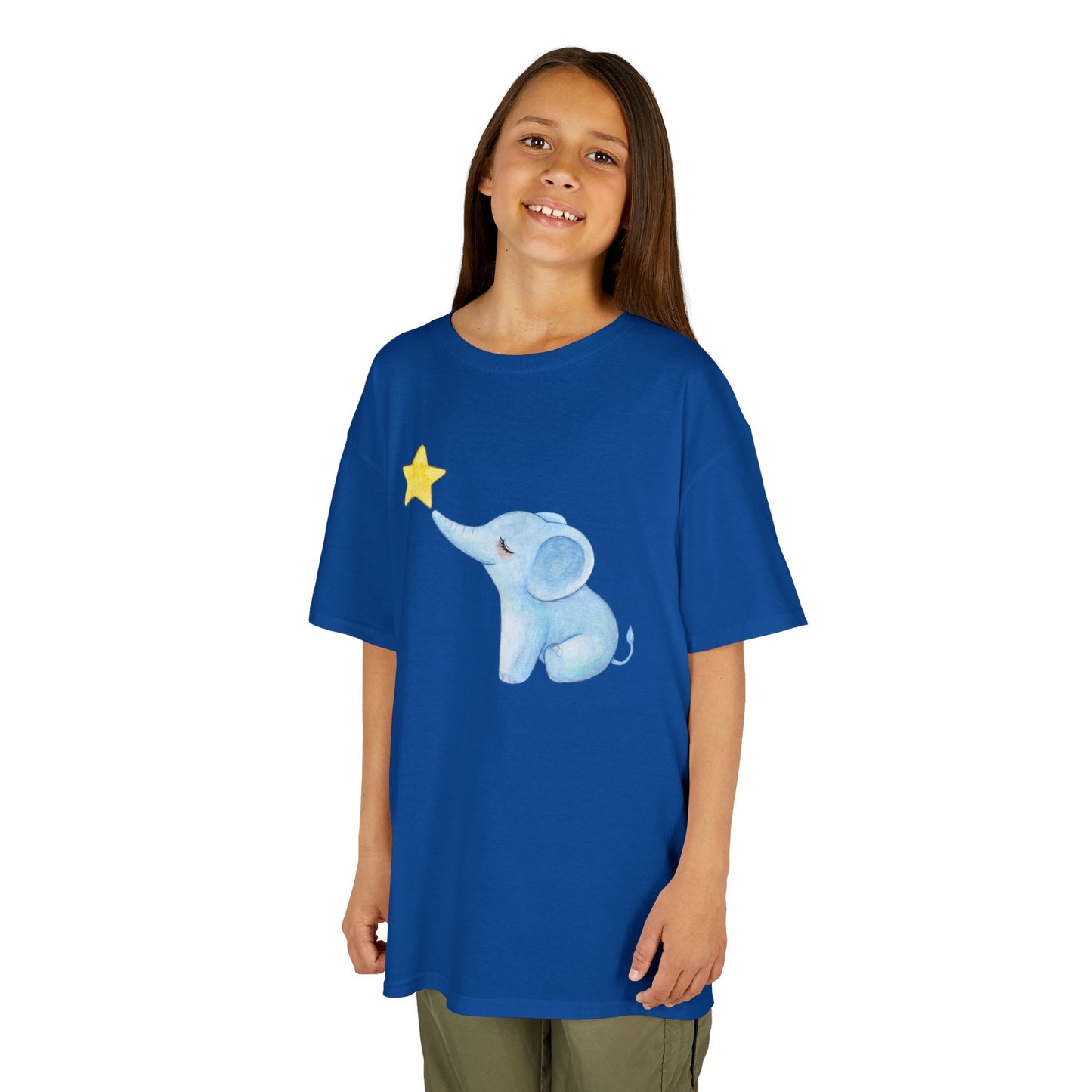 ELEFANT STERN SÜß NIEDLICH COMIC ZEICHNUNG • Pijama Schlafoberteil Oversize Kinder T-Shirt Mädchen Jungen • BIO Baumwolle 🌿