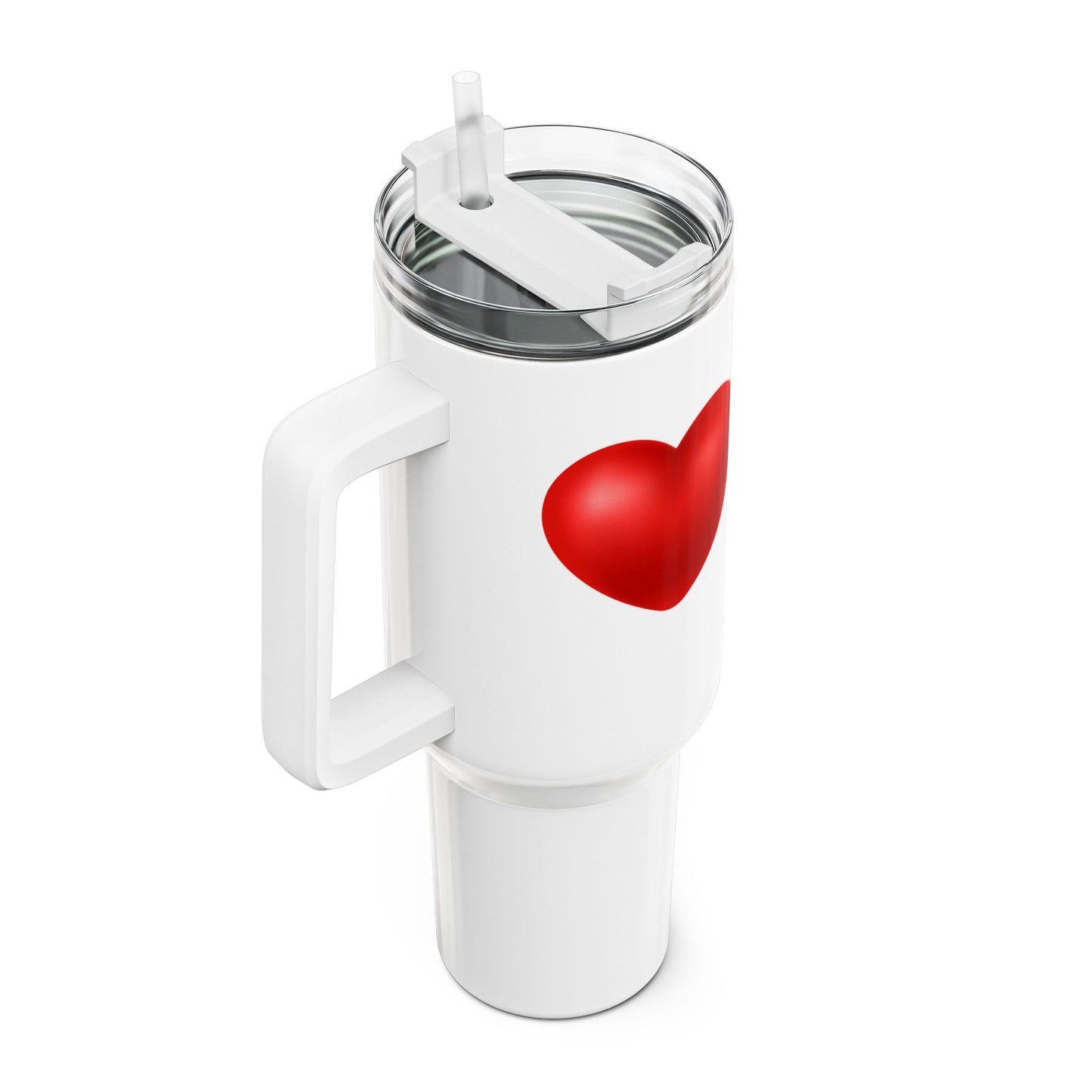 ROTES LIEBESHERZ LIEBESBEWEIS Geschenkidee • Tumbler mit Henkel & Strohhalm • XXL Reisebecher 1,2L