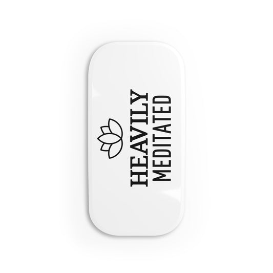 HEAVILY MEDITATED • Handyhalter Yoga Spruch Meditations Accessoire • Handy Smartphone Handgriff Halterung, Tischständer – Aufklappbar - YOGA SANTA