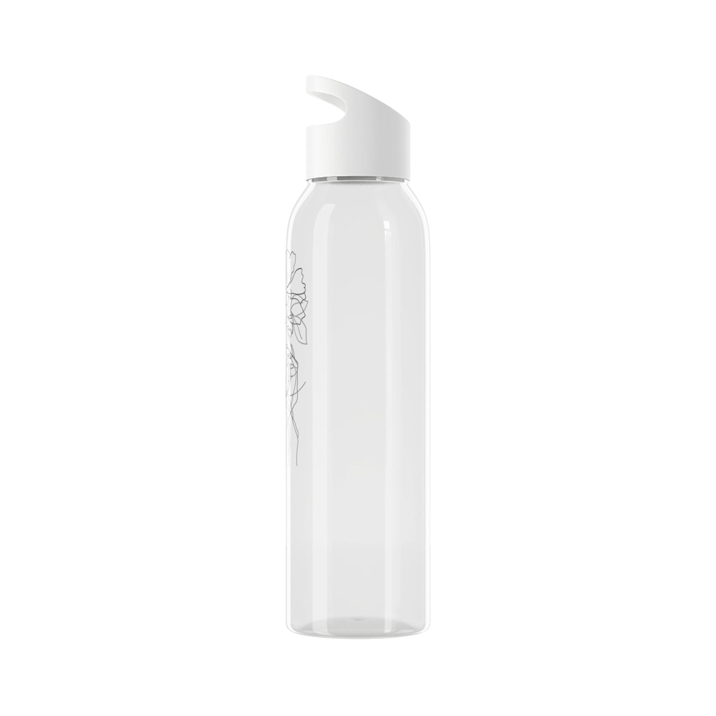 SCHÖNE FRAU mit BLUME ZEICHNUNG EINE LINIE • Kunstvolles Motiv Wasserflasche Sky 650 ml