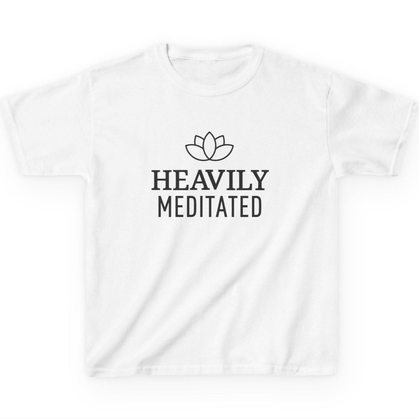 HEAVILY MEDITATED • YOGA SPRUCH SHIRT MIT LOTUSBLUME LOTUSBLÜTE • Kinder Oversize T-Shirt für Mädchen & Jungen (7–16 Jahre) • BIO Baumwolle 🌿 - YOGA SANTA