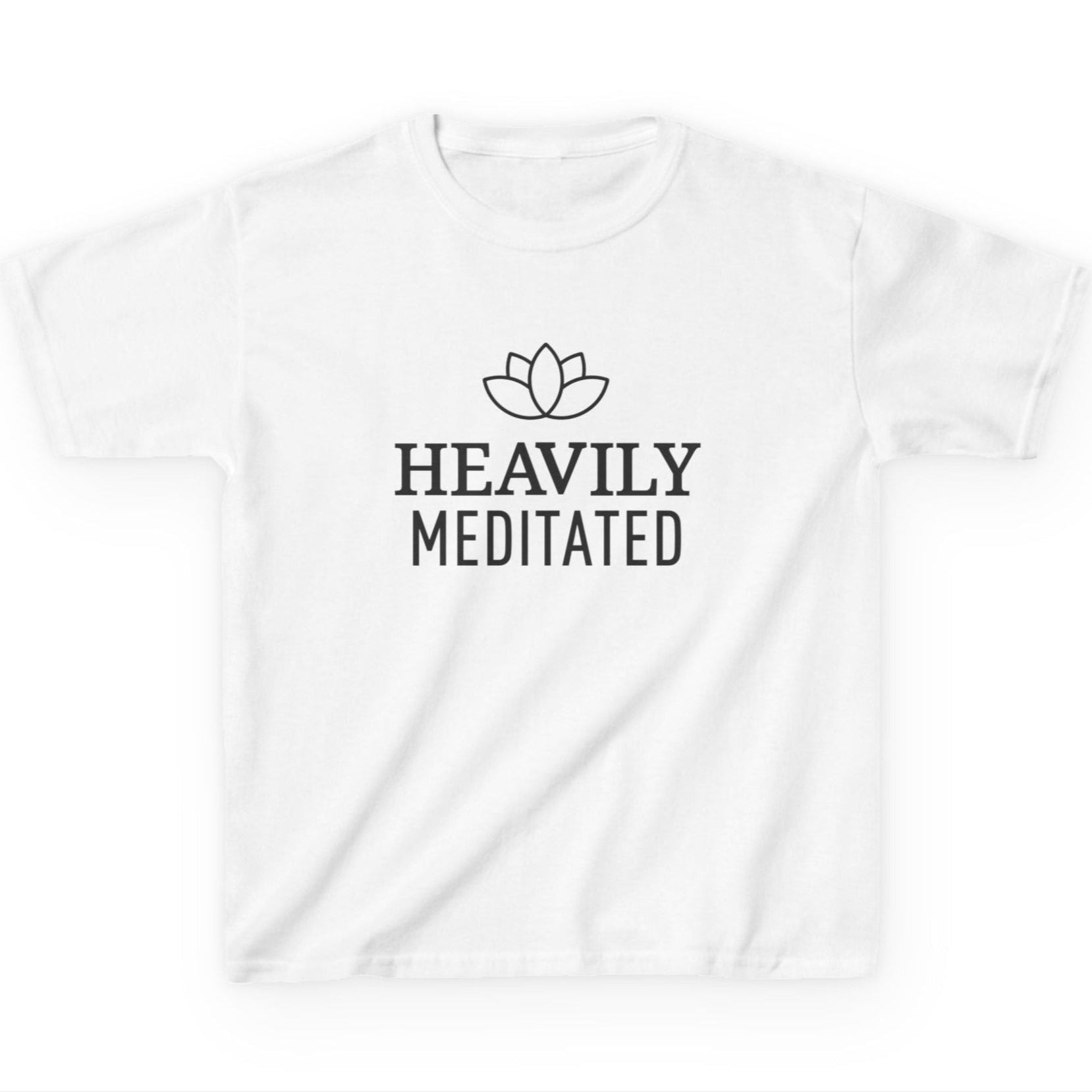 HEAVILY MEDITATED • YOGA SPRUCH SHIRT MIT LOTUSBLUME LOTUSBLÜTE • Kinder Oversize T-Shirt für Mädchen & Jungen (7–16 Jahre) • BIO Baumwolle 🌿 - YOGA SANTA