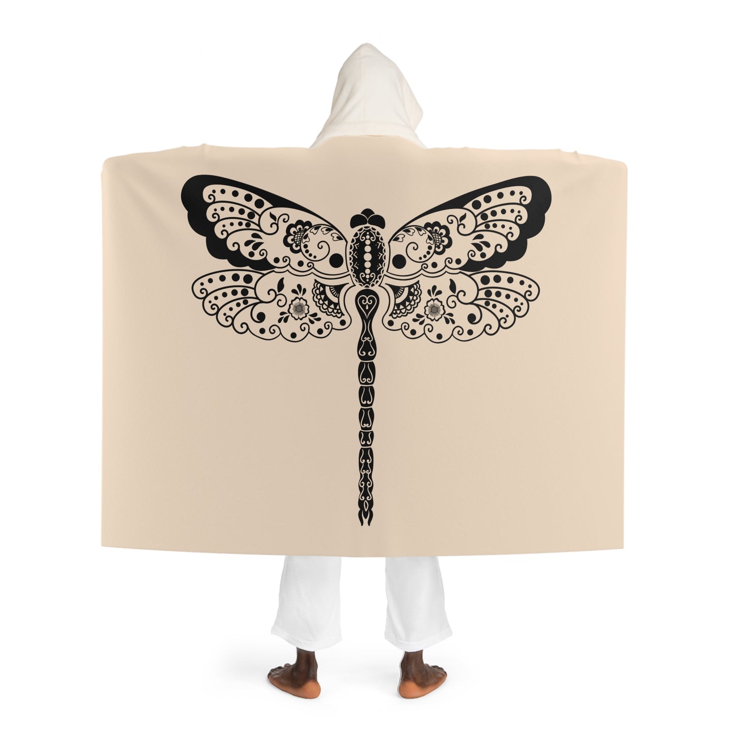 LIBELLE • Kapuzen Kuscheldecke Beige Creme • Wohndecke Sherpa 130cm x 180cm