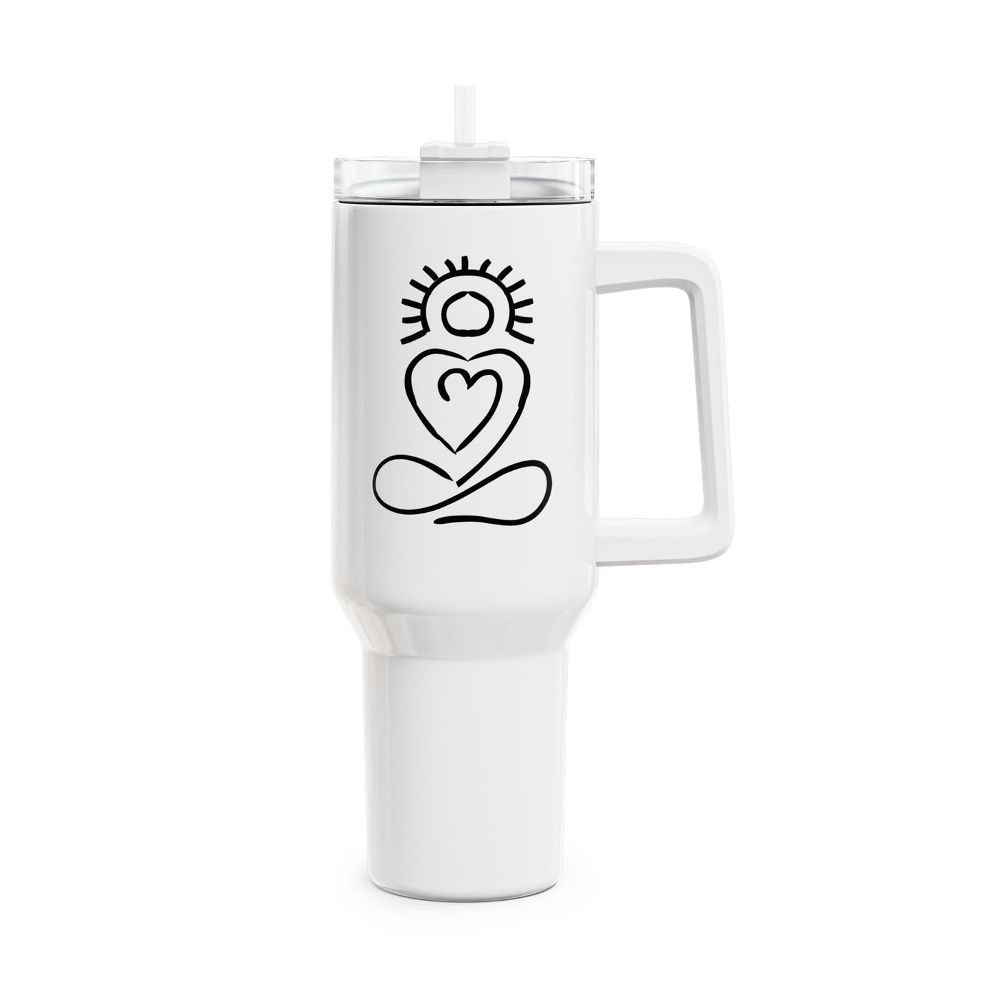 YOGA YOGI HERZ SONNE MEDITATION • Tumbler mit Henkel & Strohhalm • XXL Reisebecher 1,2L - YOGA SANTA