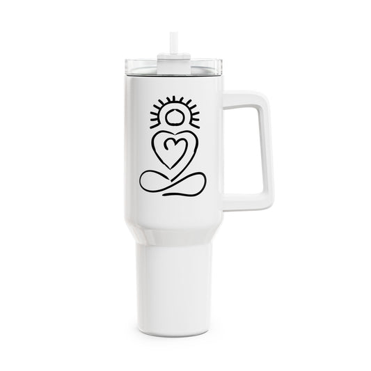YOGA YOGI HERZ SONNE MEDITATION • Tumbler mit Henkel & Strohhalm • XXL Reisebecher 1,2L - YOGA SANTA