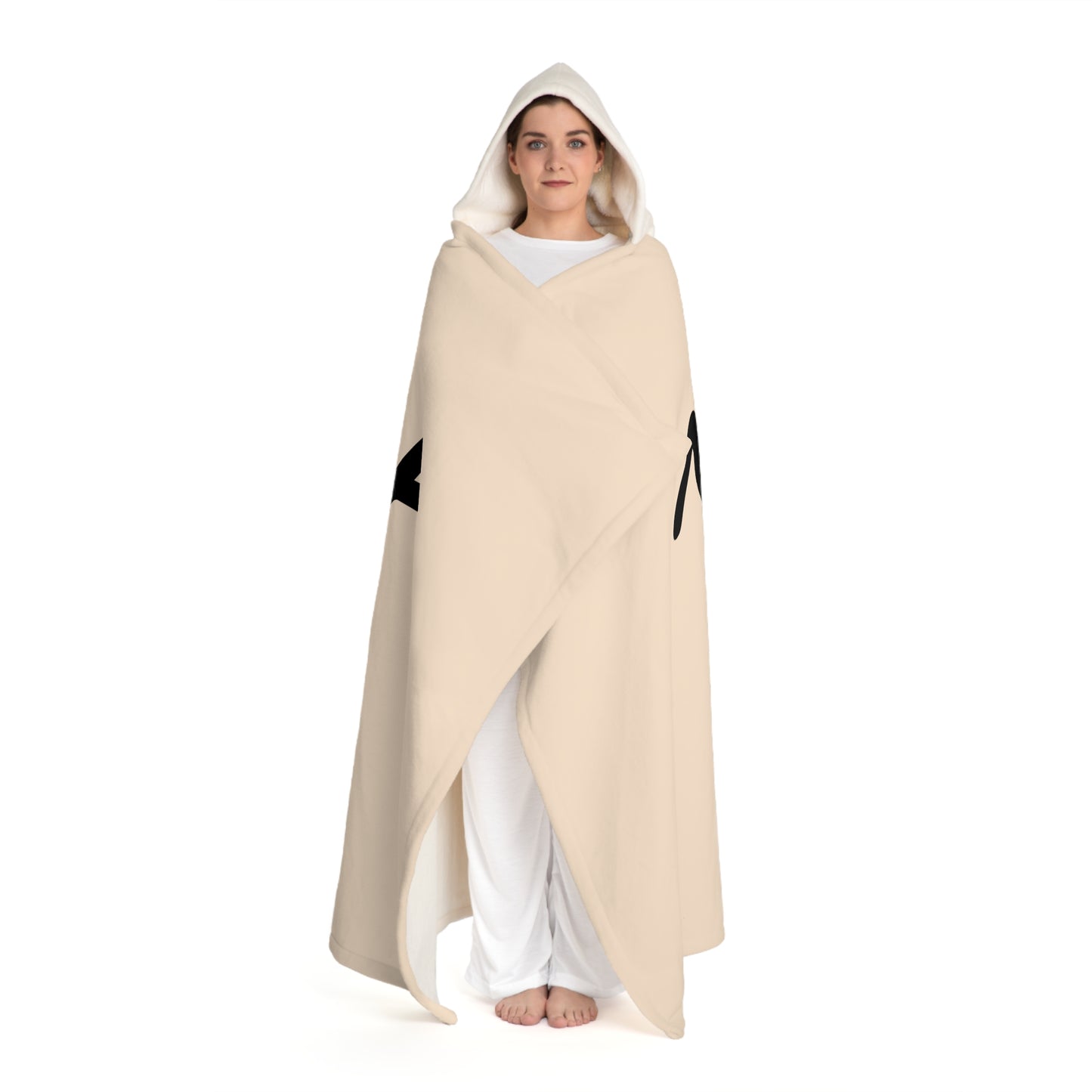 MAMA CAT - KATZENMUTTER DOSENÖFFNER • Kapuzen Kuscheldecke Beige Creme • Wohndecke Sherpa 130cm x 180cm
