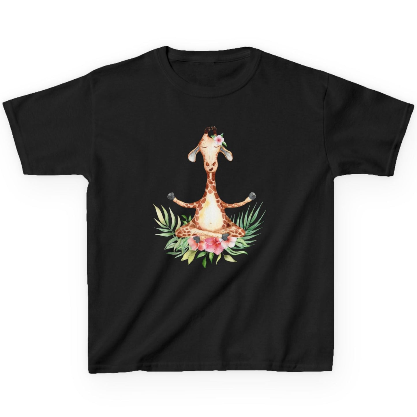 GIRAFFE MEDITATION YOGATIER Comic Blumen • Oversize Kinder T-Shirt Mädchen Jungen • BIO Baumwolle 🌿