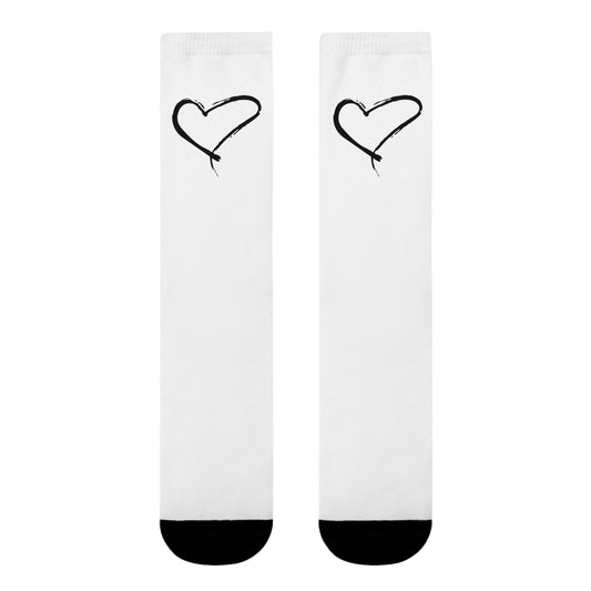 HERZ LIEBE SOCKEN HERZCHEN HANDGEZEICHNET • HAPPY SOCKS Crew Socken Weiß mit Motiv