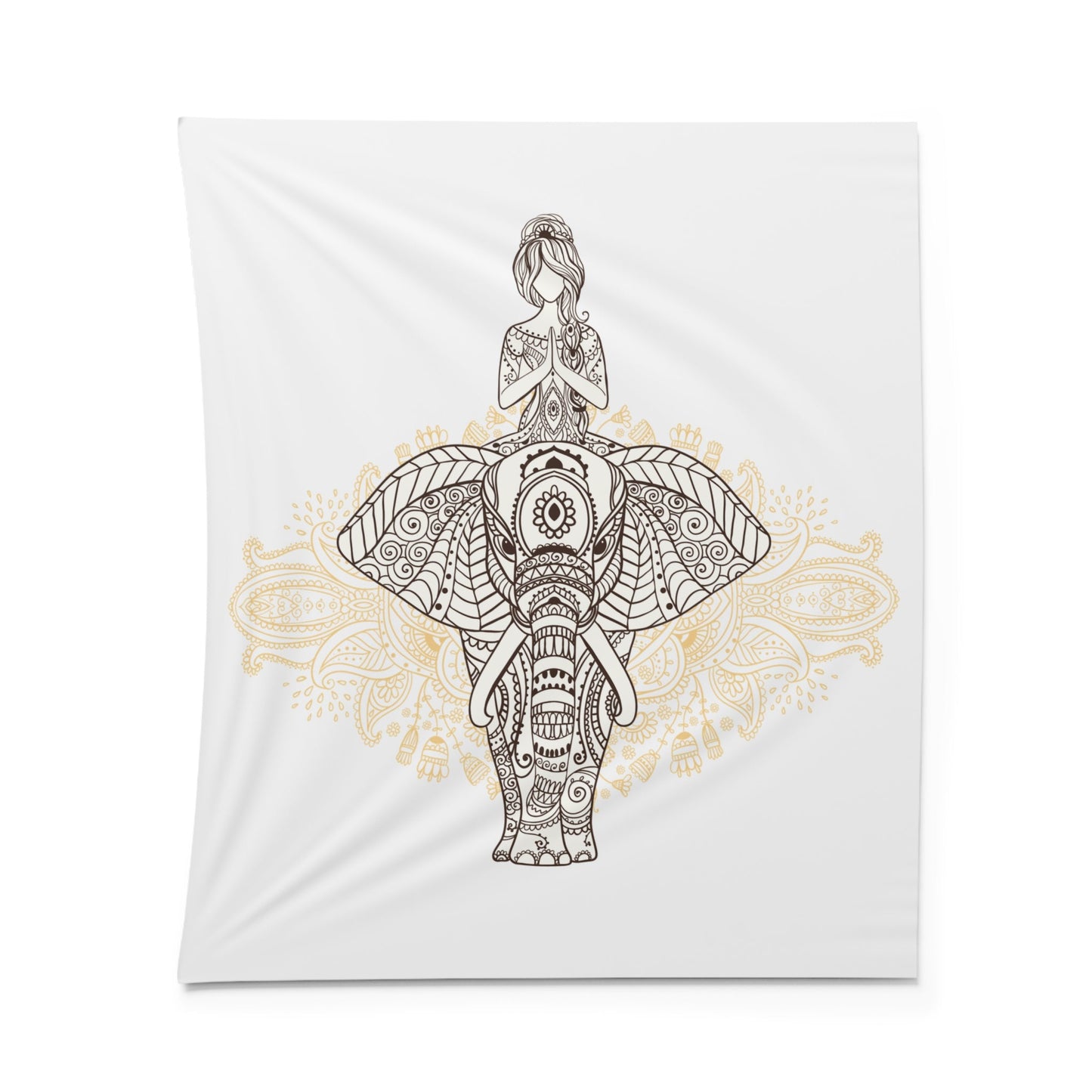 ELEFANT INDISCH MANDALA • Wandtuch • Wandttepich Schwarz Weiß • Wanddekor in v. Größen bis XXL