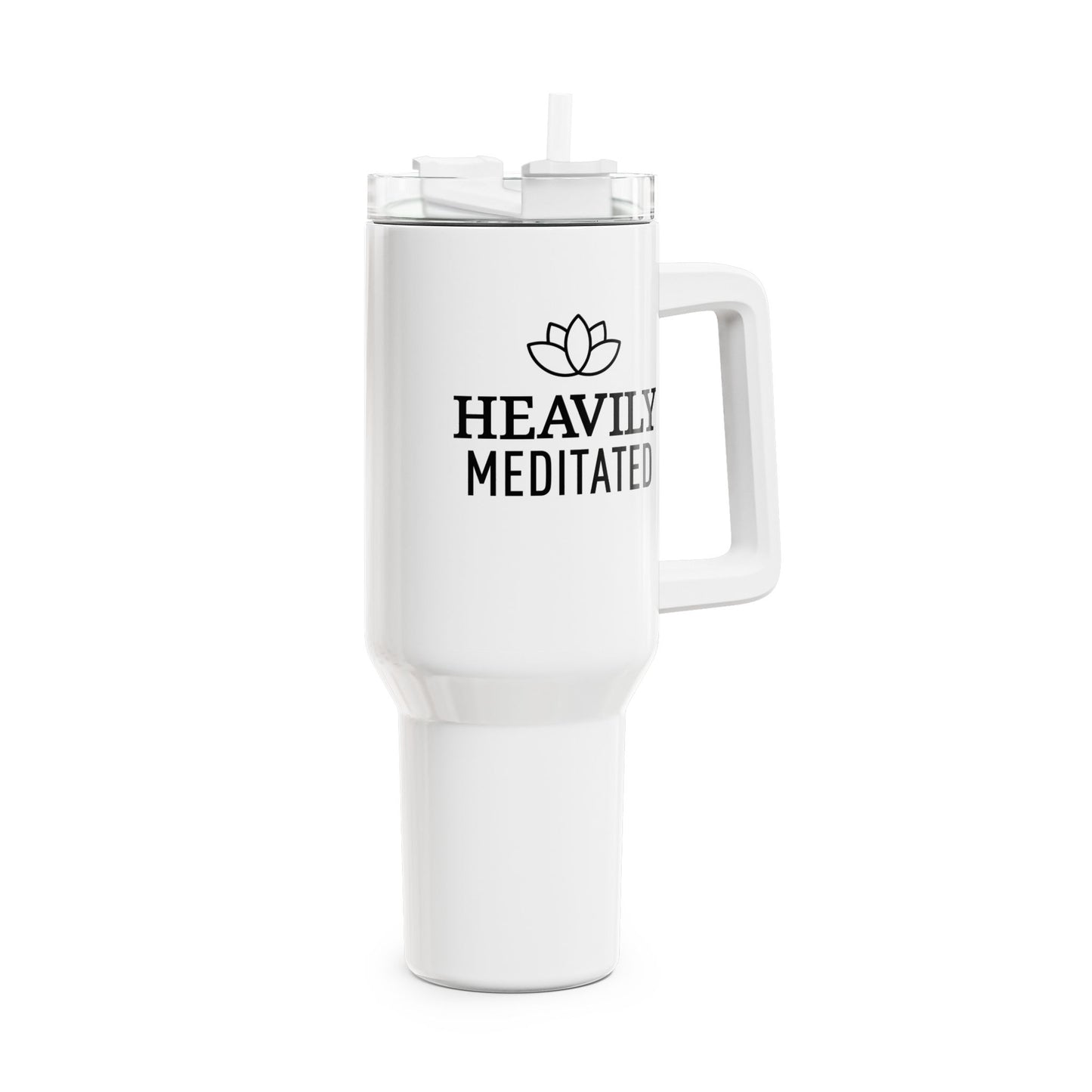 HEAVILY MEDITATED - LOTUSBLÜTE YOGA MOTIV • Tumbler mit Henkel & Strohhalm • XXL Reisebecher 1,2L - YOGA SANTA