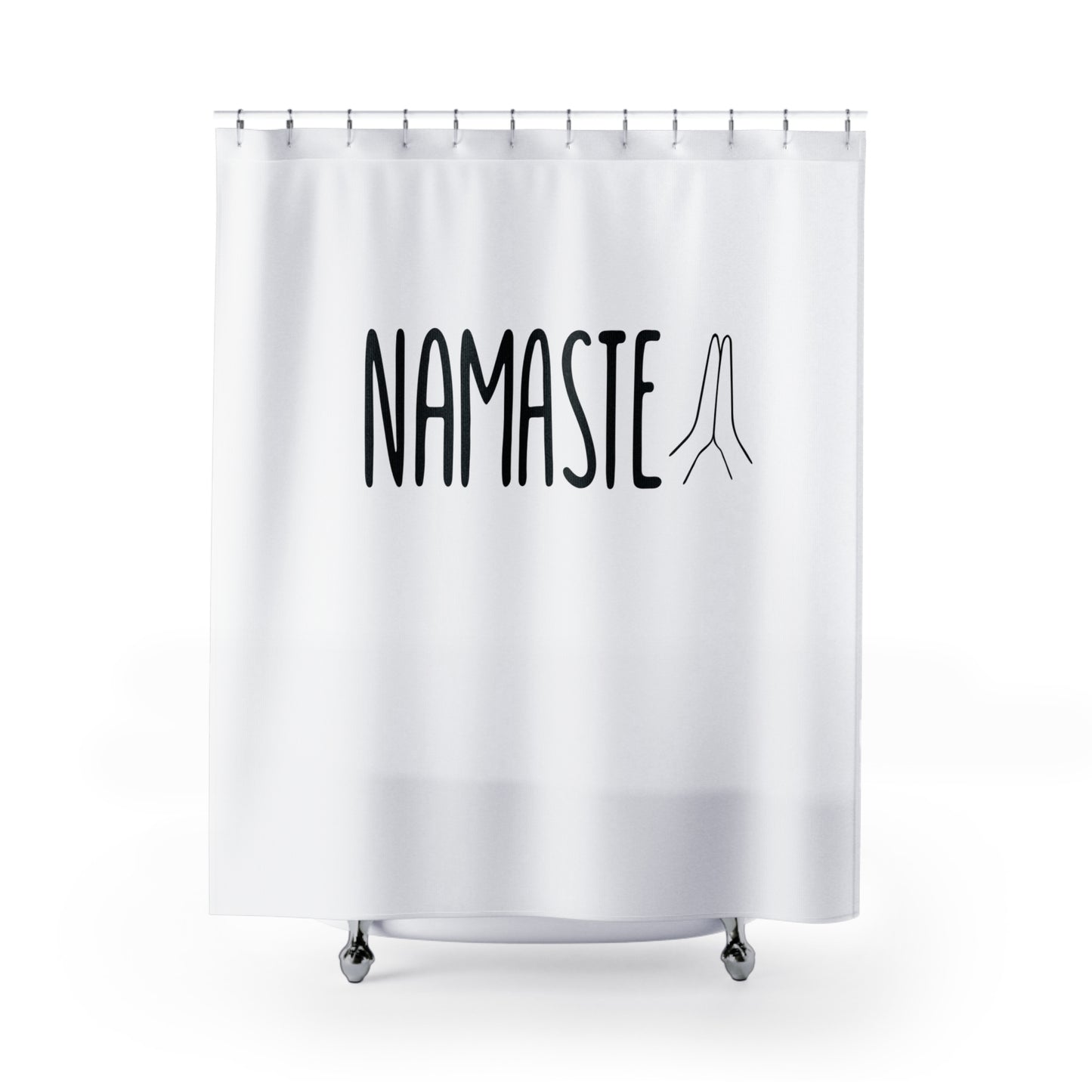 NAMASTE YOGA SPRUCH BEGRÜßUNG • Hochwertiger, Schöner Duschvorhang 180x200 cm Weiss