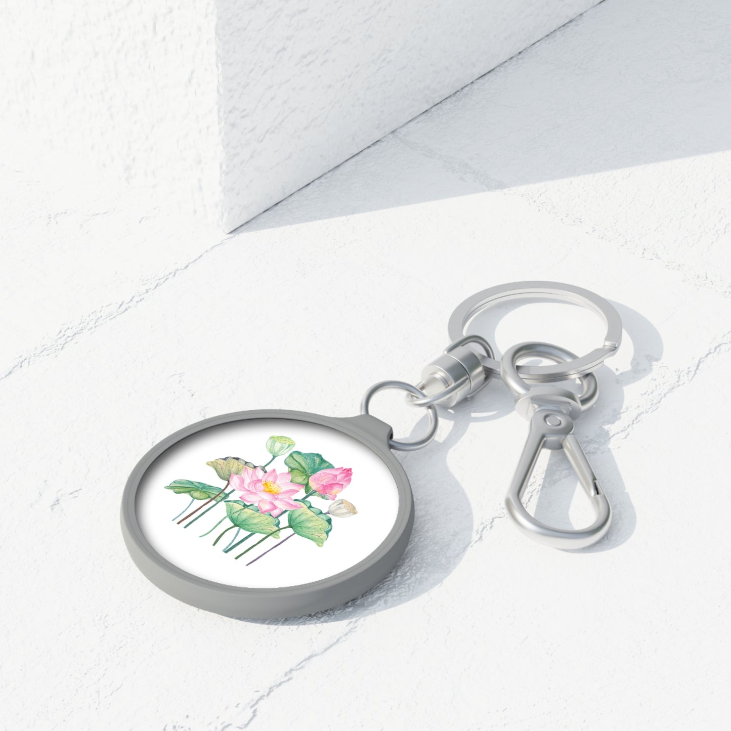 LOTUSBLÜTEN AQUARELL ZEICHNUNG • Edler Luxus Schlüsselanhänger mit Karabiner für Frauen & Männer