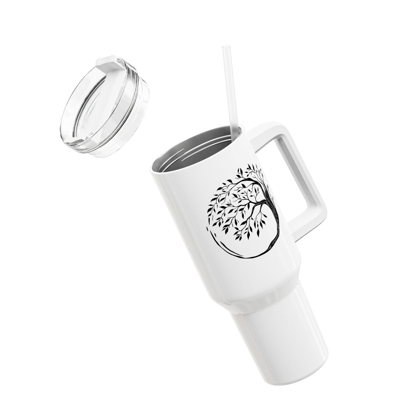 BAUM DES LEBENS ZEICHNUNG • Tumbler mit Henkel & Strohhalm • XXL Reisebecher 1,2L