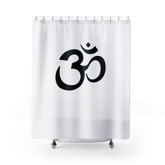 OM ZEICHEN OHM • SPIRITUELLES MOTIV • Hochwertiger Duschvorhang 180x200 cm Weiss