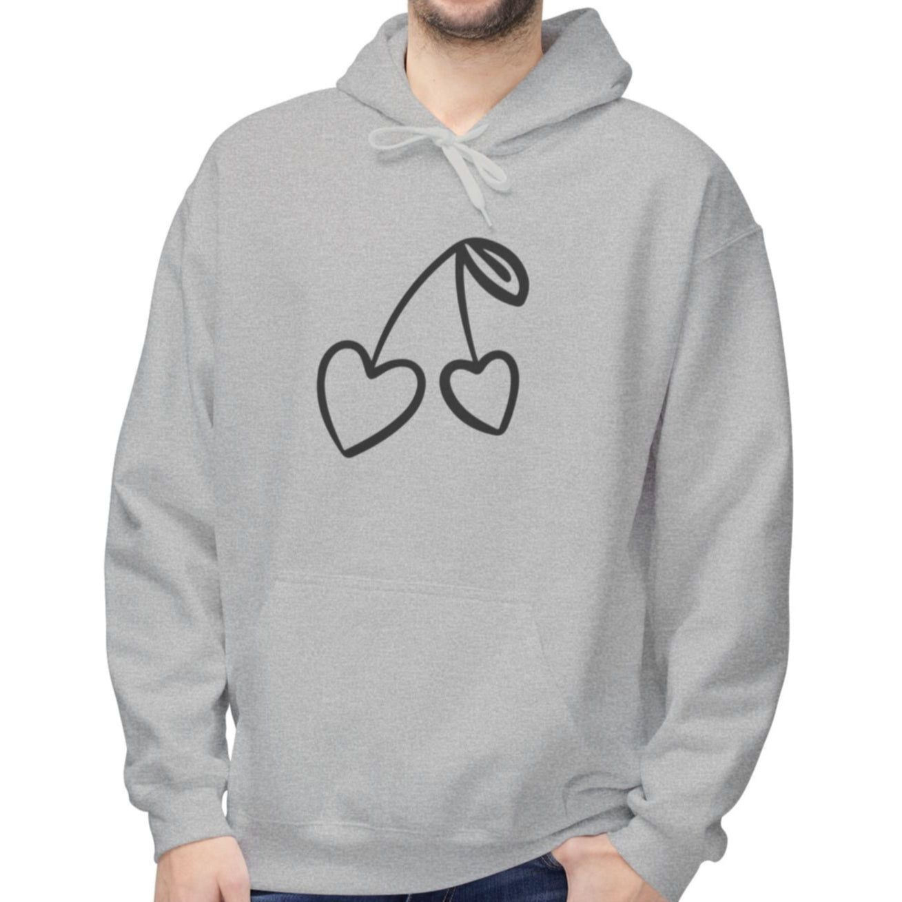 HERZKIRSCHEN COMIC ZEICHNUNG NIEDLICH SÜß • Yoga Fitness Fleece Hoodie für Damen & Herren • Baumwolle 🌿