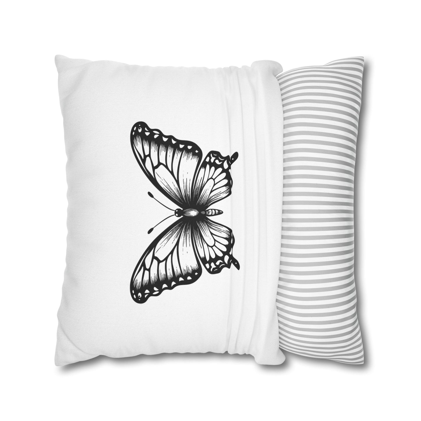 SCHMETTERLING SCHÖN • Deko Kissenbezug mit Reißverschluss Quadratisch Weiß