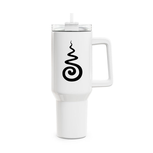 SPIRALE & ENDLOSER KNOTEN - SHRIVATSA - SPIRITUELLES MOTIV • Tumbler mit Henkel & Strohhalm • XXL Reisebecher 1,2L - YOGA SANTA
