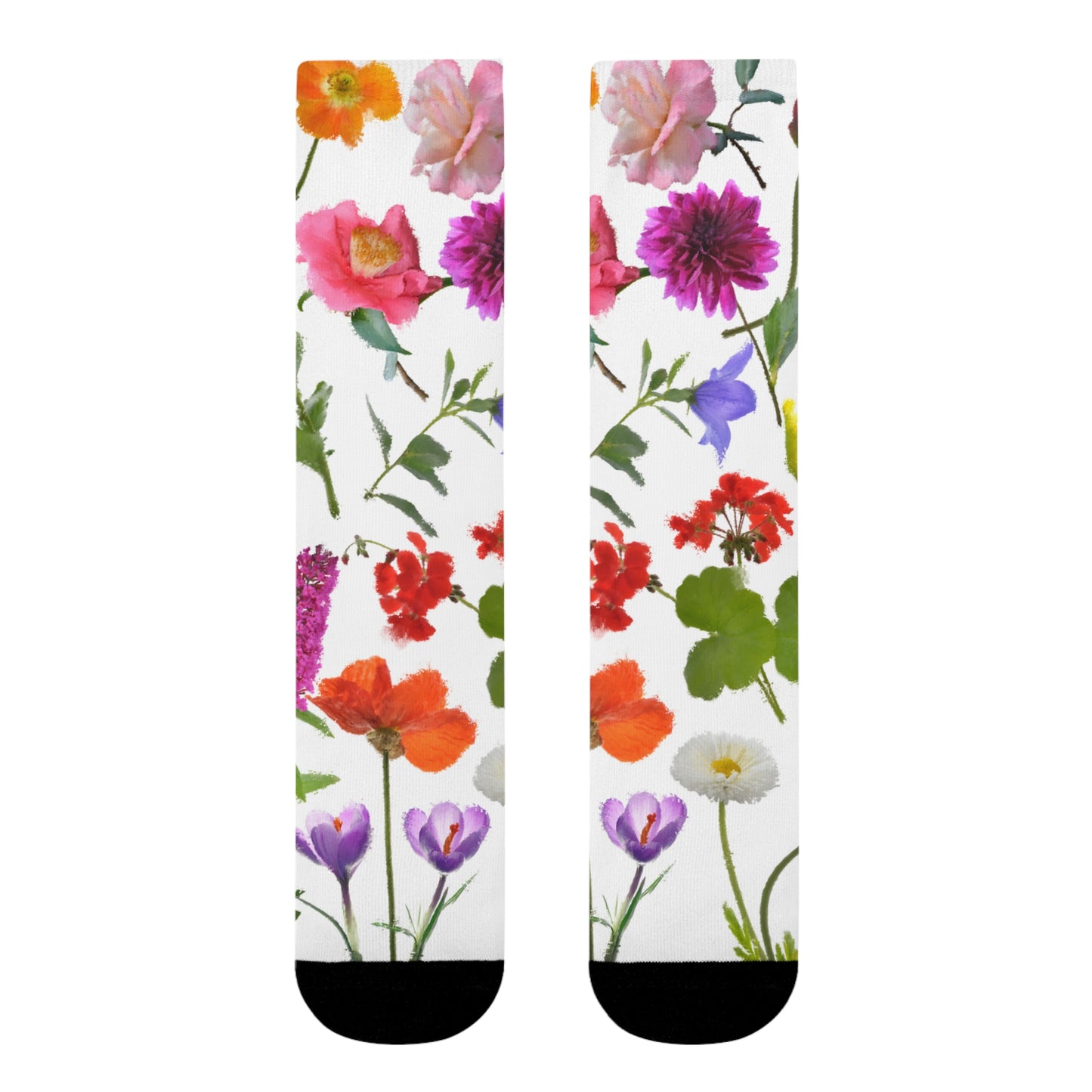 BLUMEN MUSTER NATURLIEBHABER • HAPPY SOCKS Crew Socken Weiß Bunt mit Motiv