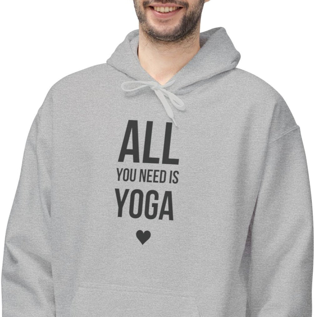 ALL YOU NEED IS YOGA, HERZSYMBOL • Yoga Liebhaber Fleece Pullover • Kuschelweicher Hoodie für Damen & Herren • Baumwolle 🌿