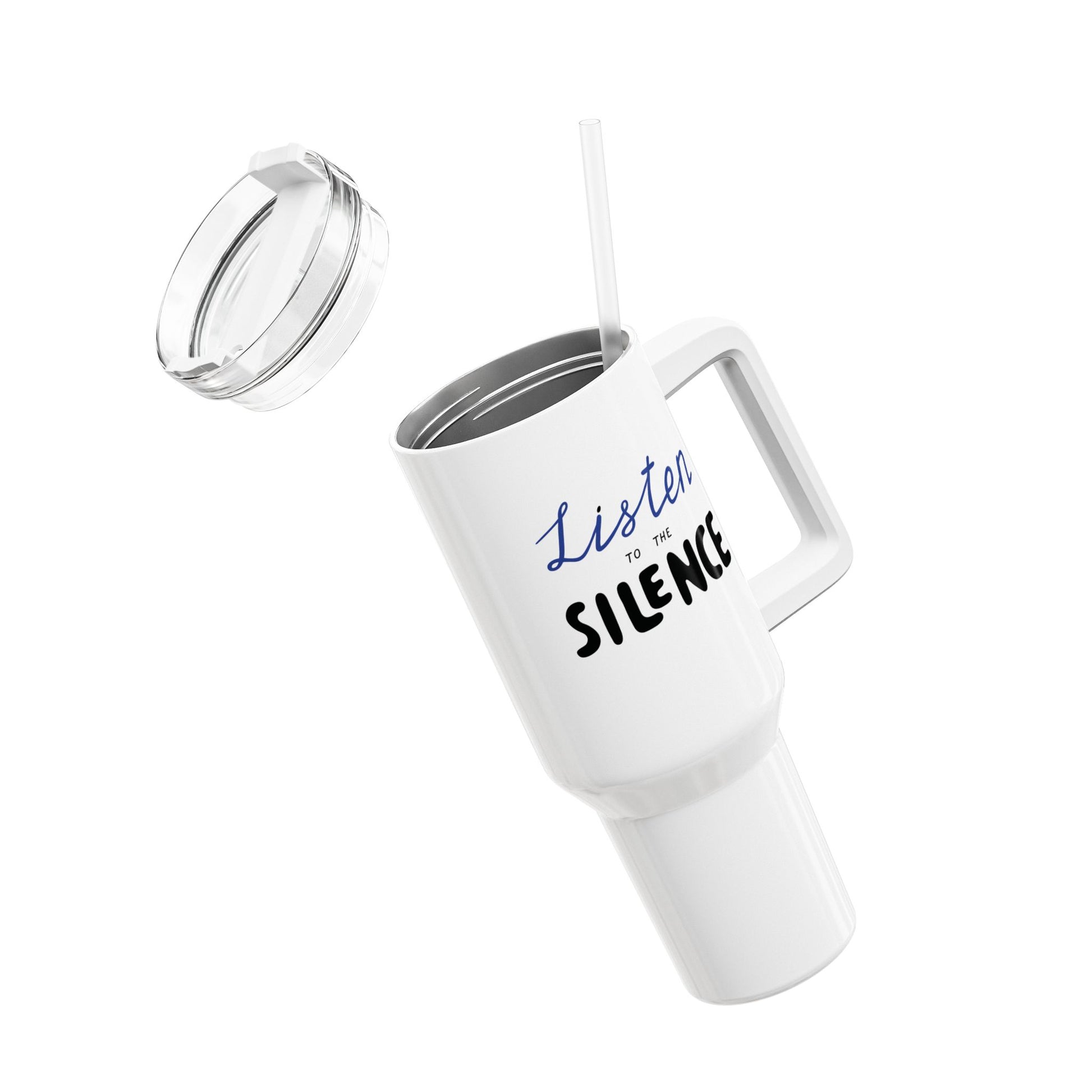 LISTEN TO THE SILENCE - YOGA MEDITATION  • Tumbler mit Henkel & Strohhalm • XXL Reisebecher 1,2L - YOGA SANTA