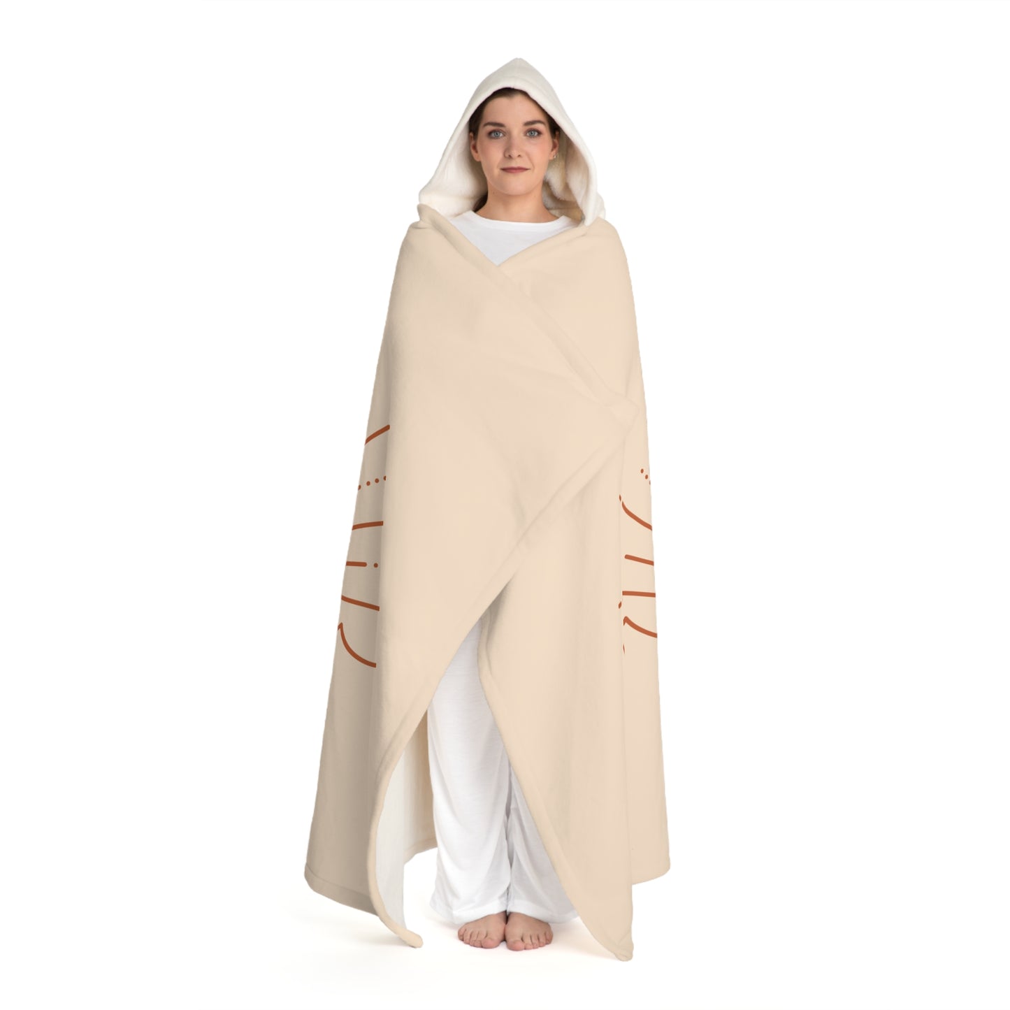 MEERESMOTIV SONNEAUFGANG Sonnenuntergang • Kapuzen Kuscheldecke Beige Creme • Wohndecke Sherpa 130cm x 180cm