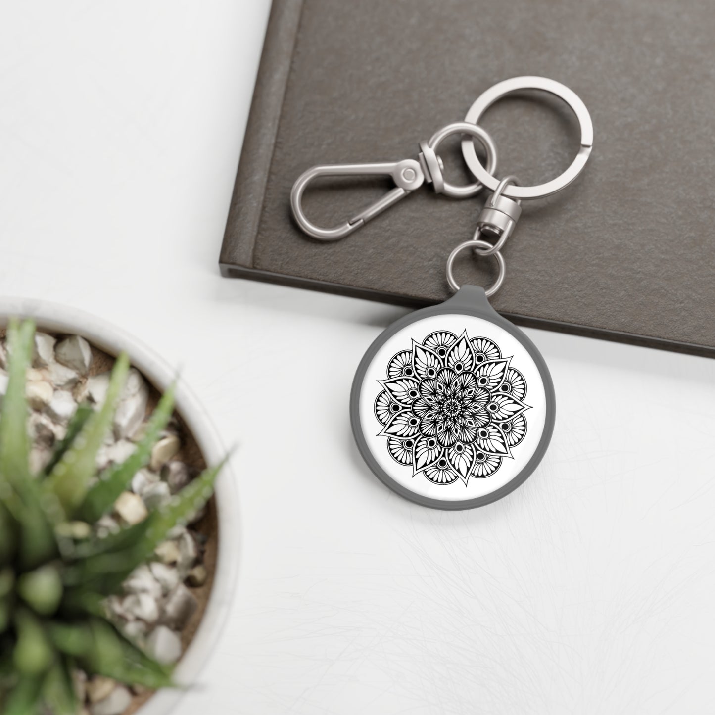 MANDALA BLUME STERN • Edler Luxus Schlüsselanhänger mit Karabiner für Frauen & Männer