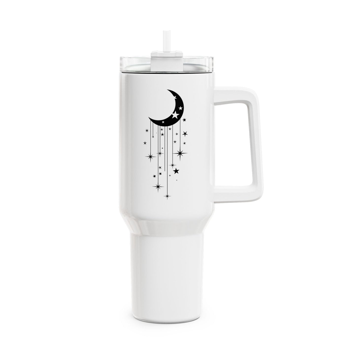 MOND STERNE CLIPART HIMMELMOTIV • Tumbler mit Henkel & Strohhalm • XXL Reisebecher 1,2L - YOGA SANTA