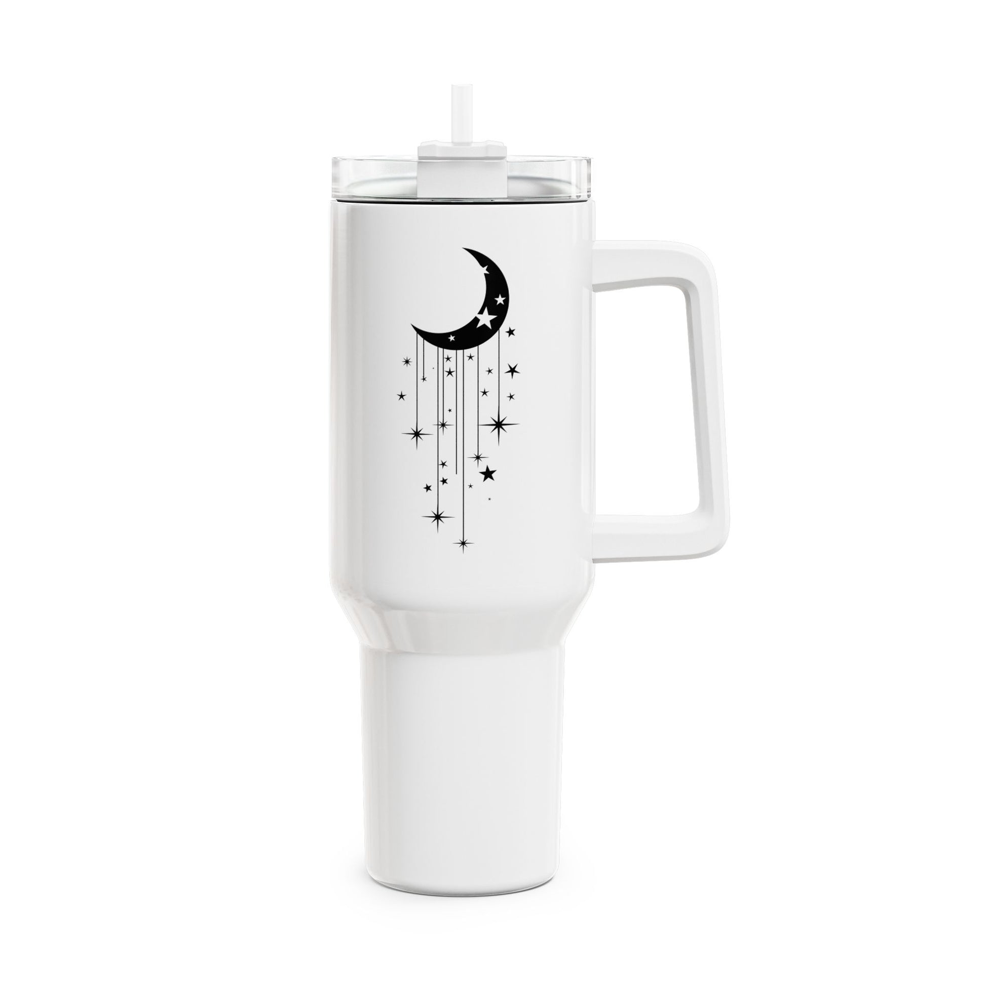 MOND STERNE CLIPART HIMMELMOTIV • Tumbler mit Henkel & Strohhalm • XXL Reisebecher 1,2L - YOGA SANTA