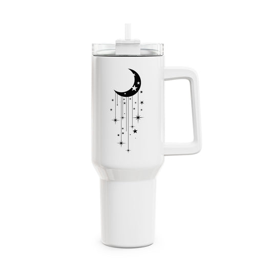 MOND STERNE CLIPART HIMMELMOTIV • Tumbler mit Henkel & Strohhalm • XXL Reisebecher 1,2L - YOGA SANTA