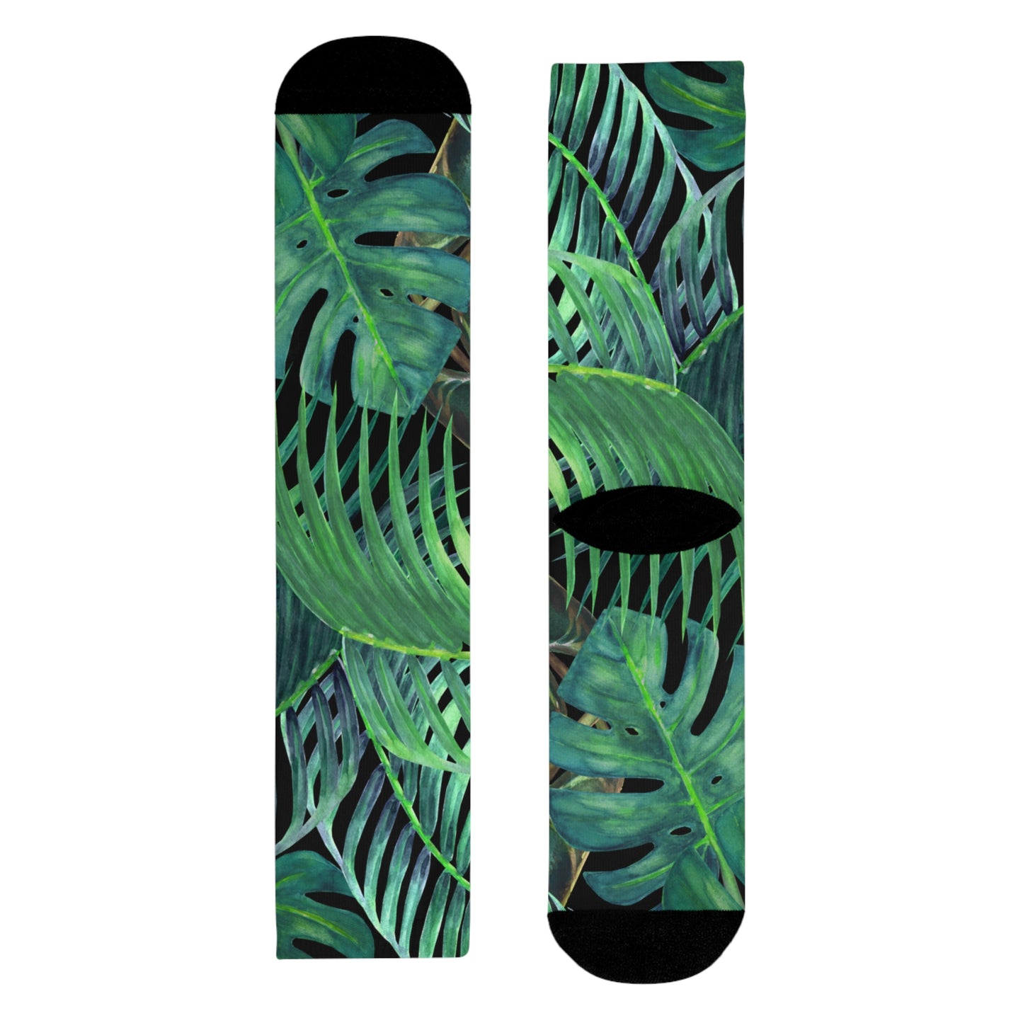 DSCHUNGEL FARNBLÄTTER PFLANZEN • HAPPY SOCKS Crew Socken Grün mit Motiv