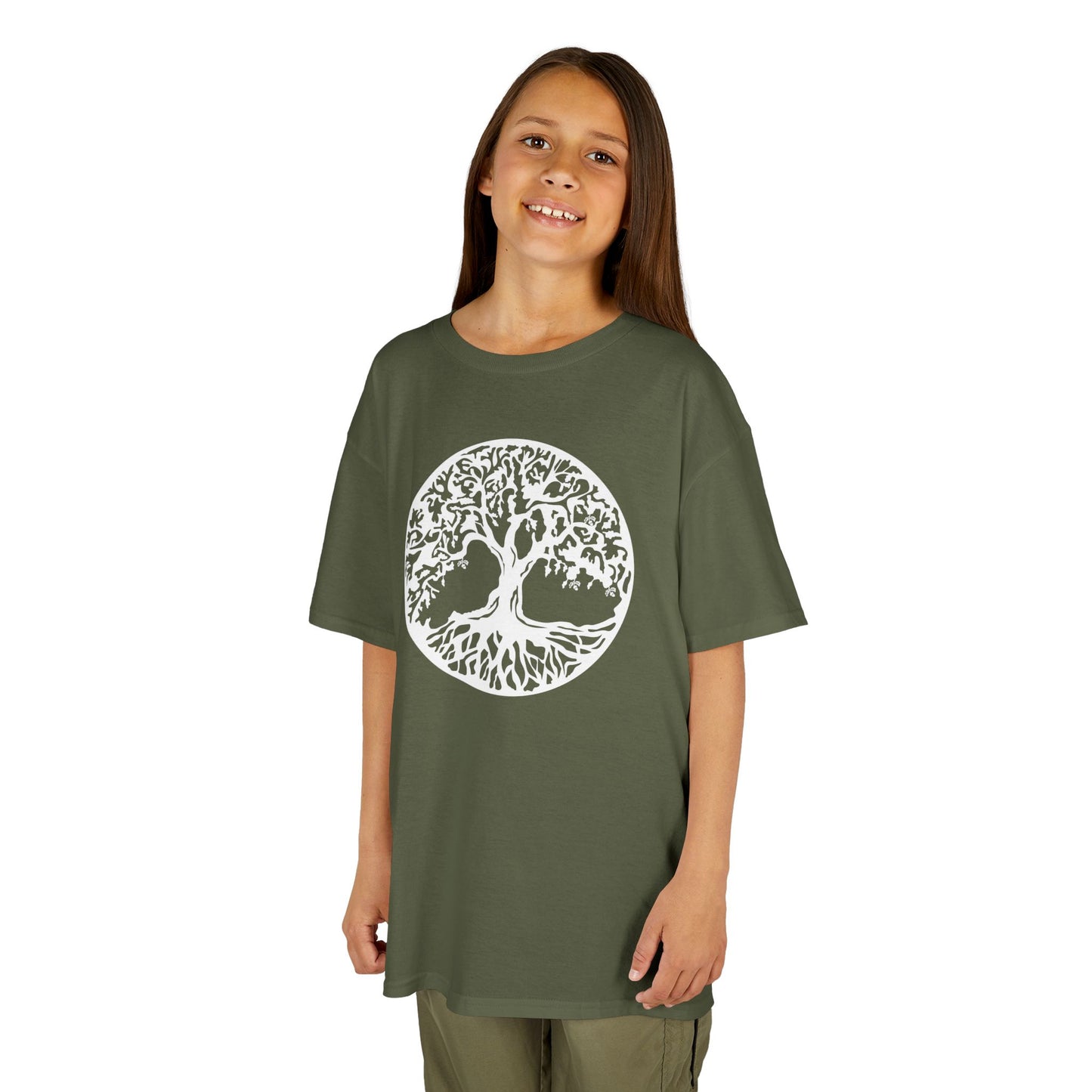 BAUM DES LEBENS Weiß • Kinder Oversize T-Shirt für Mädchen & Jungen (7–16 Jahre) • BIO Baumwolle 🌿
