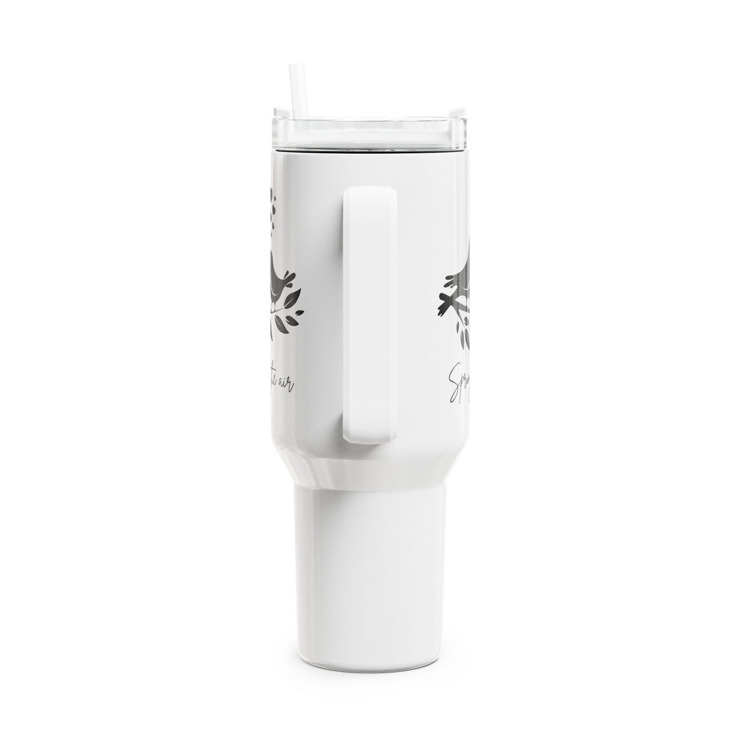 SPRING IS IN THE AIR - VÖGELCHEN VERLIEBT HERZ • Tumbler mit Henkel & Strohhalm • XXL Reisebecher 1,2L