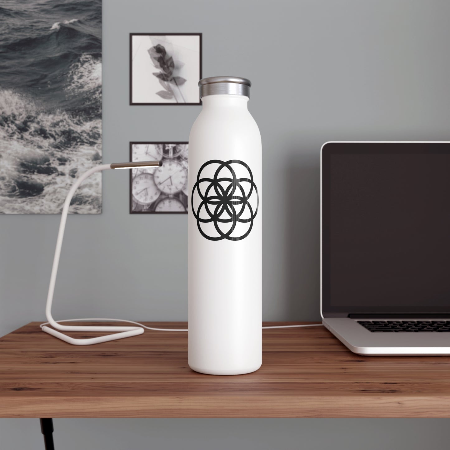 SEED OF LIFE - Samen des Lebens • Heilige Geometrie • Edelstahl Thermosflasche SLIM • 600 ml