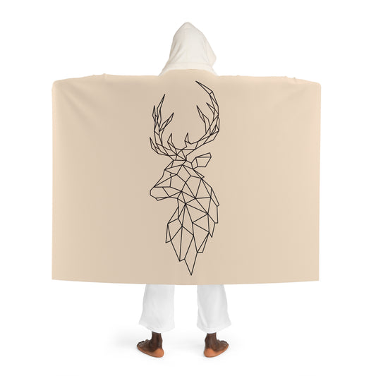 HIRSCH DECKE MODERN • Kapuzen Kuscheldecke Beige Creme • Wohndecke Sherpa 130cm x 180cm