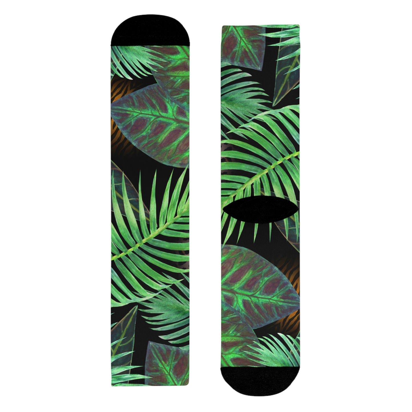 DSCHUNGEL PFLANZENBLÄTTER NATURMOTIV • HAPPY SOCKS Crew Socken Grün mit Motiv