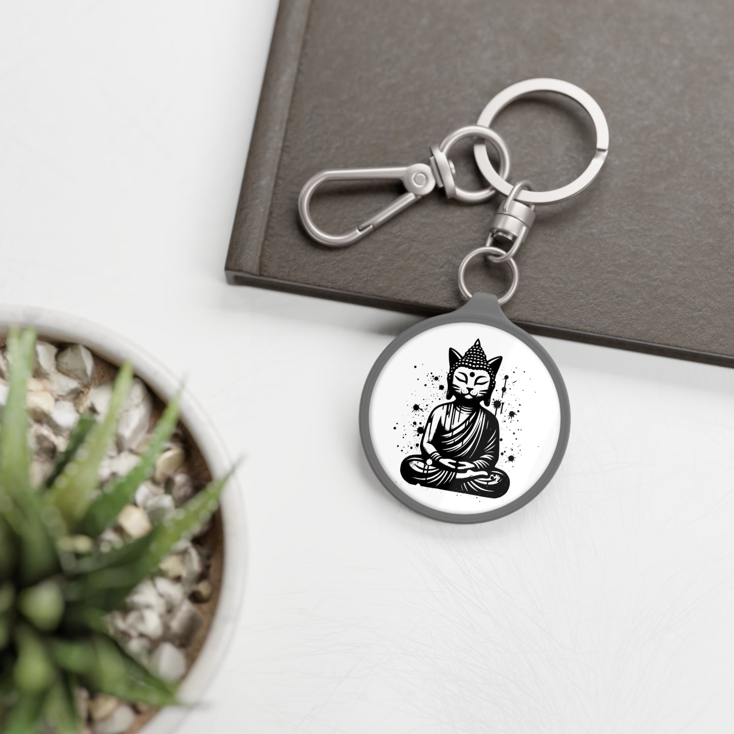 KATZEN BUDDHA Spirituell • Edler Luxus Schlüsselanhänger mit Karabiner für Frauen & Männer