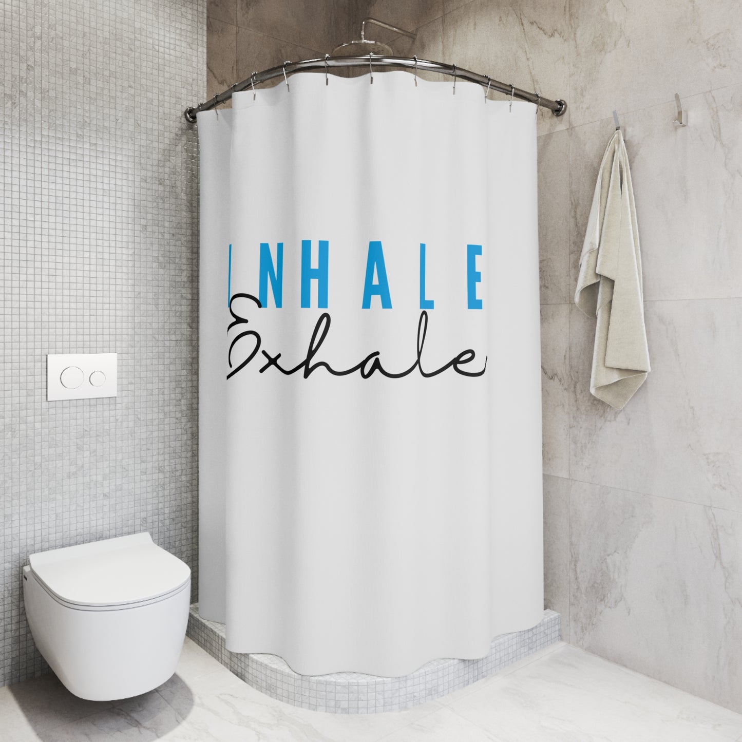 INHALE EXHALE • YOGA SPRUCH ATEMMEDITATION • Duschvorhang 180x200 cm Weiss